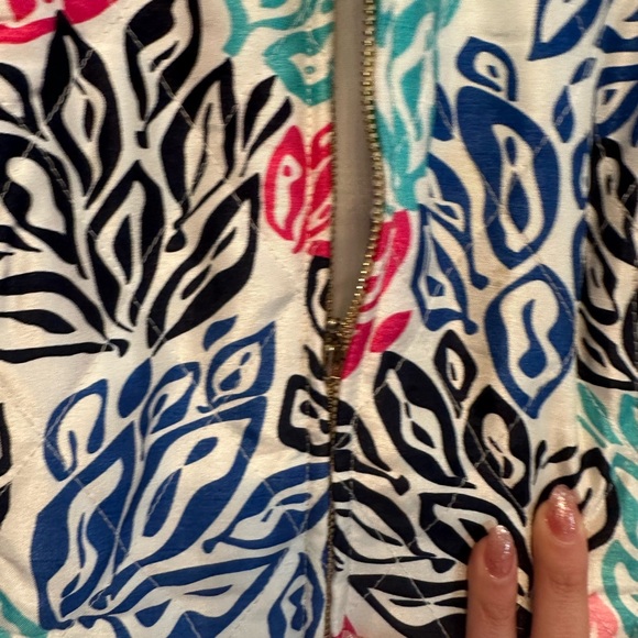 Pappagallo Multicolor Leaf Print Zip Up Vest Small - Picture 4 of 11